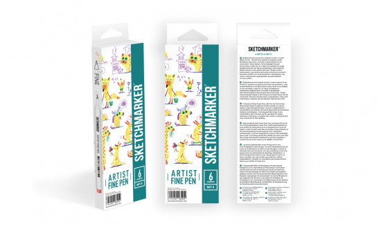 Набор капиллярных ручек Sketchmarker Artist fine pen Basic 5 6цв Набор капиллярных ручек Sketchmarker Artist fine pen Basic 5 6цв